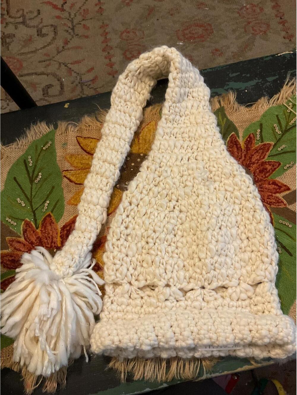 Ecote Handcrafted Cream Knitted Winter Hat with Pom Pom